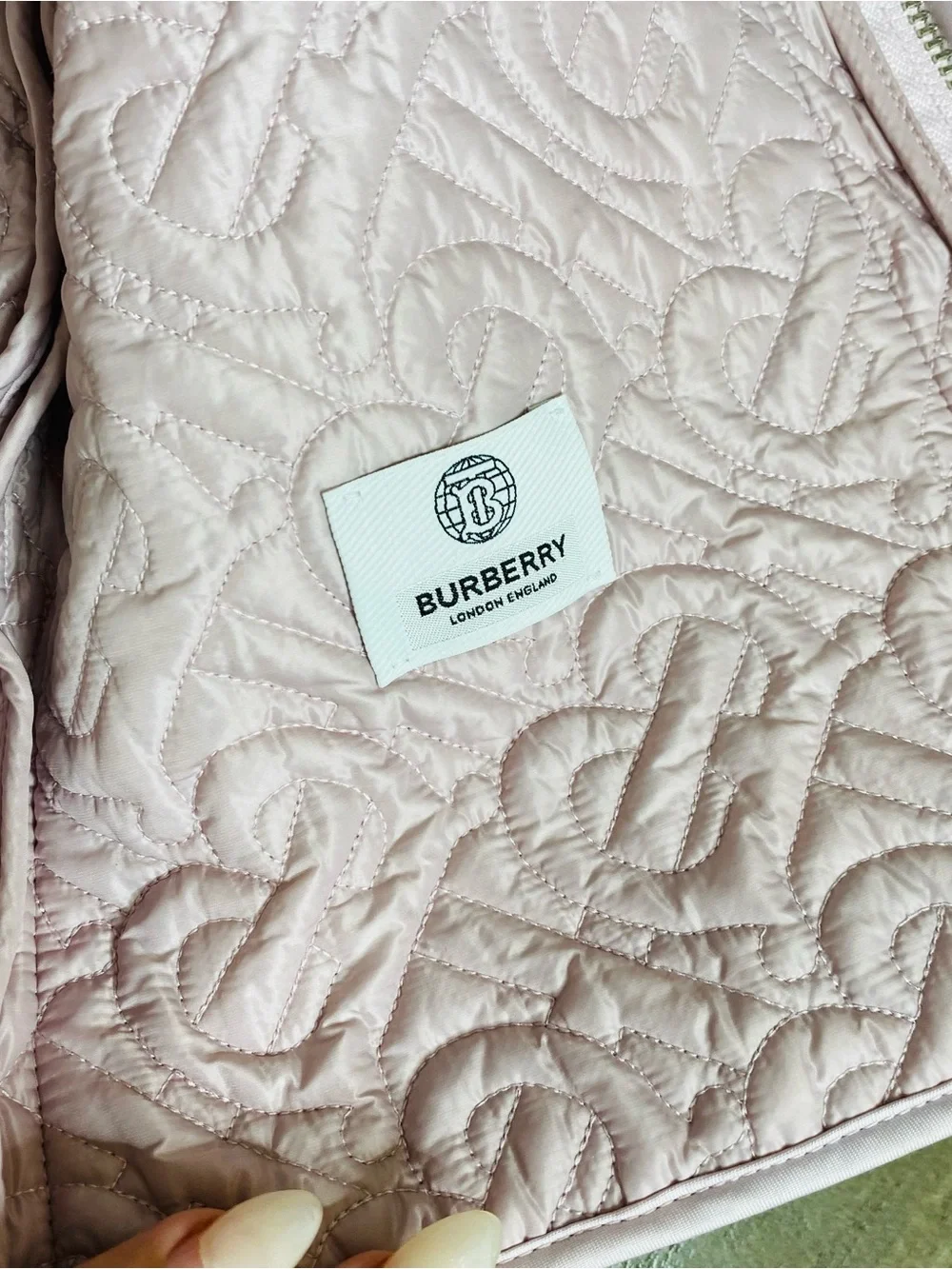 Burberry Kids Pale Pink Thomas Burberry Monogram Quilted Girls Jacket Size 10